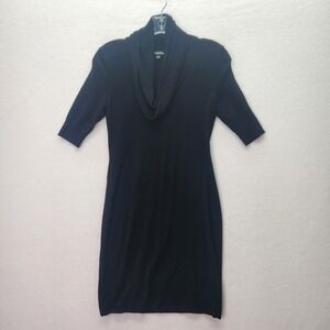 Express Sweater Dress Womens S Black Ribbed Zip Front Career Office Wear Bodycon